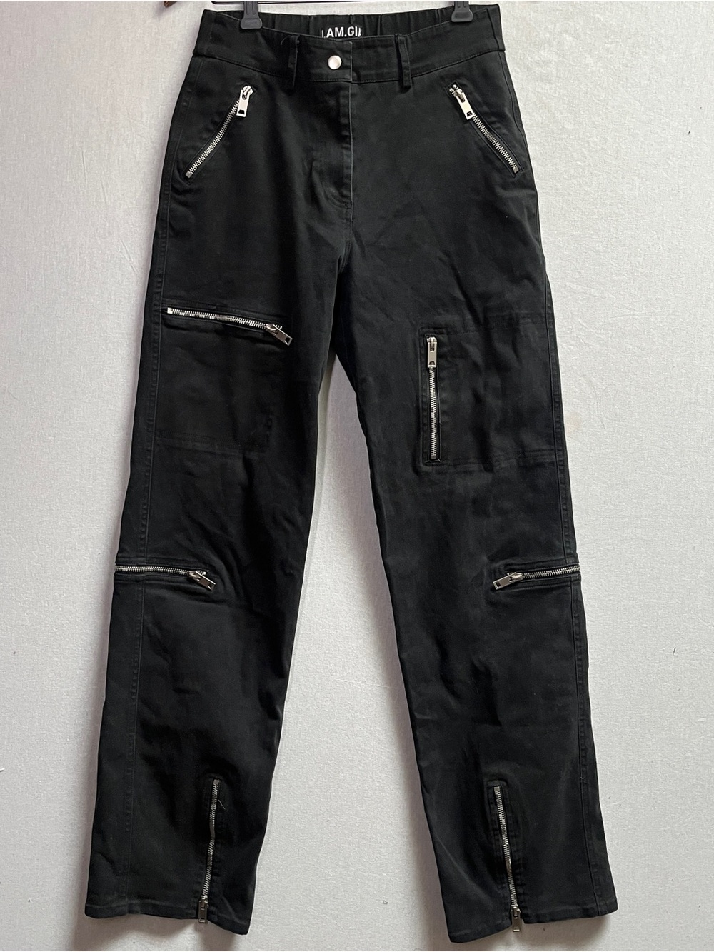 I.AM.GIA Black Utility Cargo Zip-Detail Straight Leg Streetwear Pants Size S